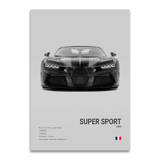 CHIRON EB110 Canvas Wall Art Print Poster DIVO Sports Car Decoration Painting Modern Home Decoration Painting Car Lover Gift