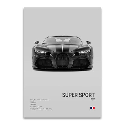 CHIRON EB110 Canvas Wall Art Print Poster DIVO Sports Car Decoration Painting Modern Home Decoration Painting Car Lover Gift