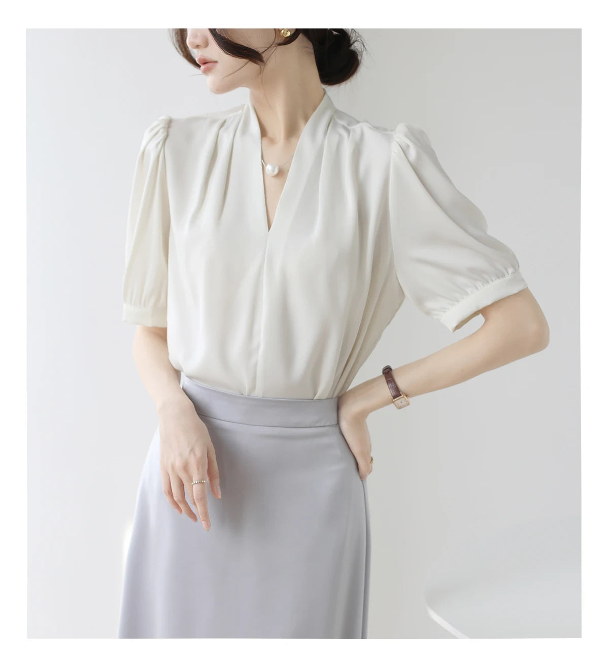 2025 Fashion Summer Short Sleeve V-Neck Women Blouse White Blouse Shirt Women Tops Blouses Shirts Blusas De Mujer Camisas P856.