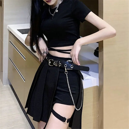 Female Punk Skirt Gothic Style Plaid Irregular Skirts Women Asymmetrical High Waist Pleated Mini Skirts sexy skirt for sex.