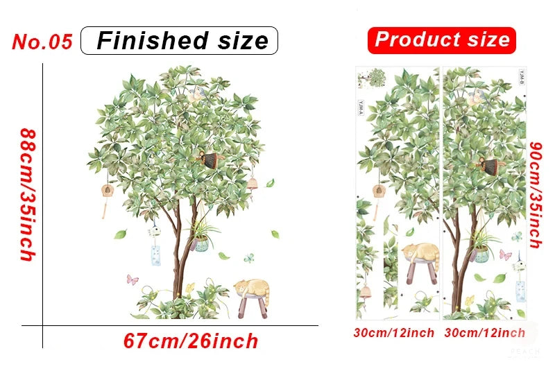 Large Nordic Tree Wall Stickers Living Room Decoration Bedroom Home Decor Art Removable Decals for Background Decorative Posters.