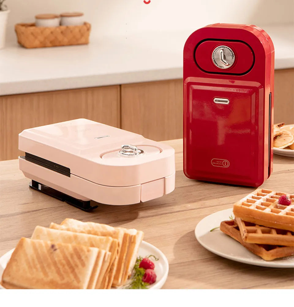 Electric Sandwich Maker Breakfast Machine Household Light Food Multi-Function Waffle Maker Takoyaki Toast Donut Pressure Toaster.