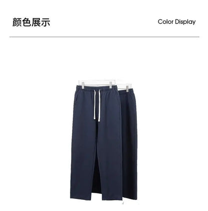 Männer Lose Gerade Hosen Diagonal Streifen Elastische Taille Alle-spiel Knöchel Länge Hosen Frühling Herbst Casual Outdoor Jogginghose