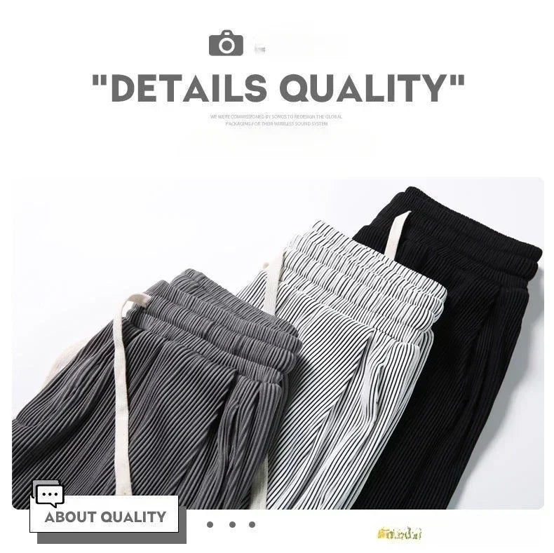 Summer Loose Ice Silk Pants Men's Drape 100KG Size Long Pants Fat Casual Sports Pants Wide Leg Straight Pants Tide Brand.