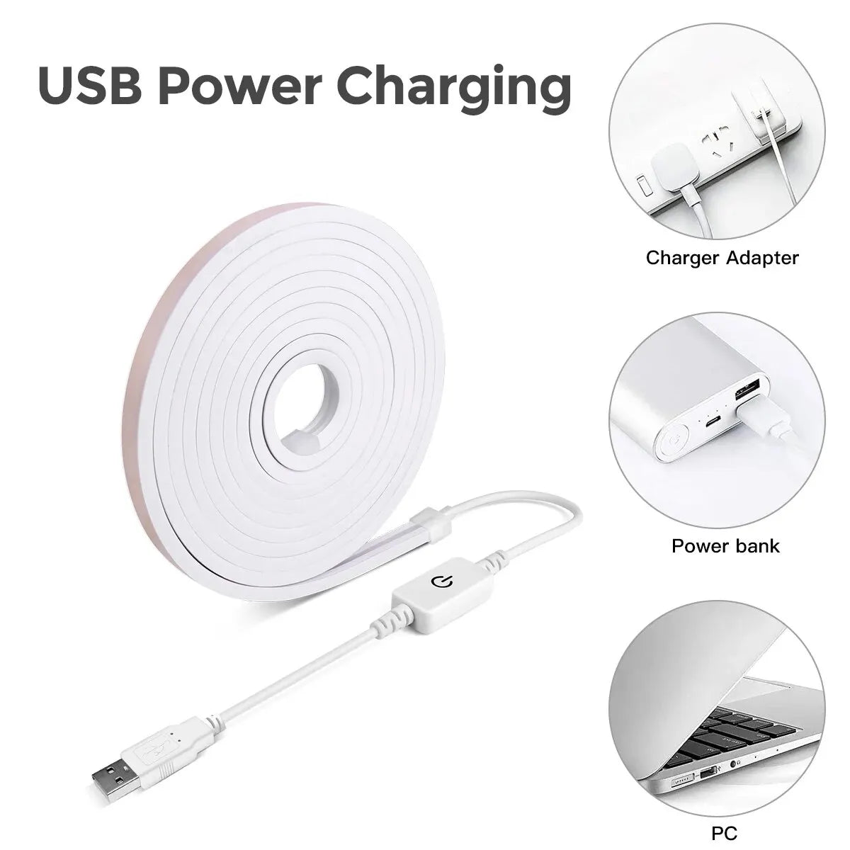 5V COB Strip USB LED Neon Light Dimmable Silicone Tube Neon Tape Waterproof Ribbon For Outdoor Bathroom Cabinet TV Room Decor.