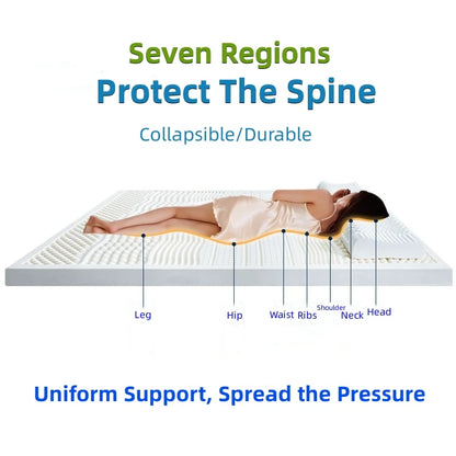 Top-Matratze aus 100 % Naturlatex, hochwertige Latexquelle, flüssig, faltbar, langsame Rückfederung, chinesische Matten mit anpassbarem Baumwollbezug