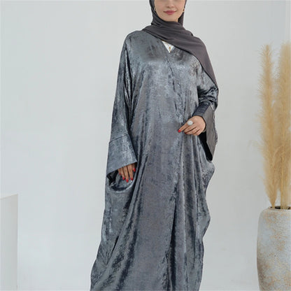 Ramadan Shiny Satin Open Kimono Abaya Dubai Luxury 2025 Muslim Kaftan Dress Abayas For Women Islam Clothing Robe Femme Musulmane