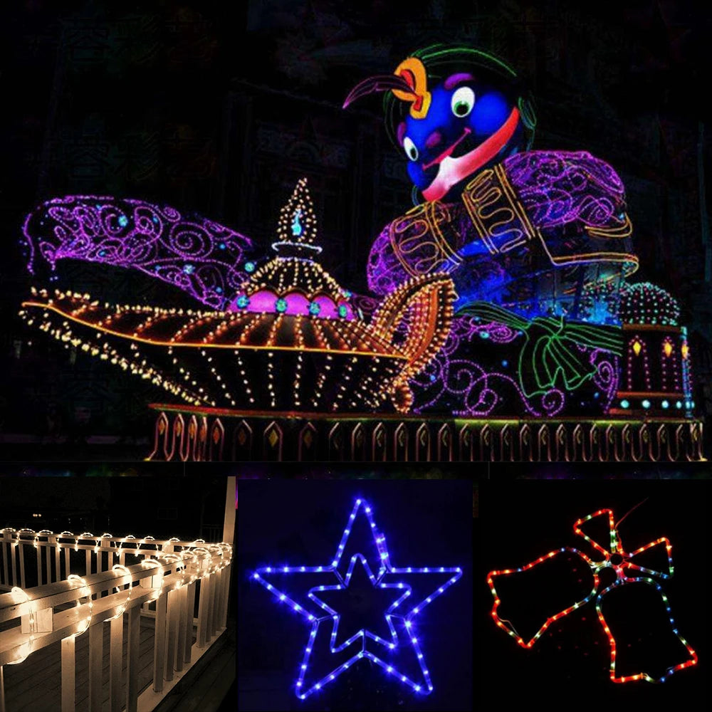 AC 220V Neon LED Strip Waterproof 360 Degree Round Neon Sign Light Blue Red White Outdoor Rainbow Tube Rope Light Party Decor.