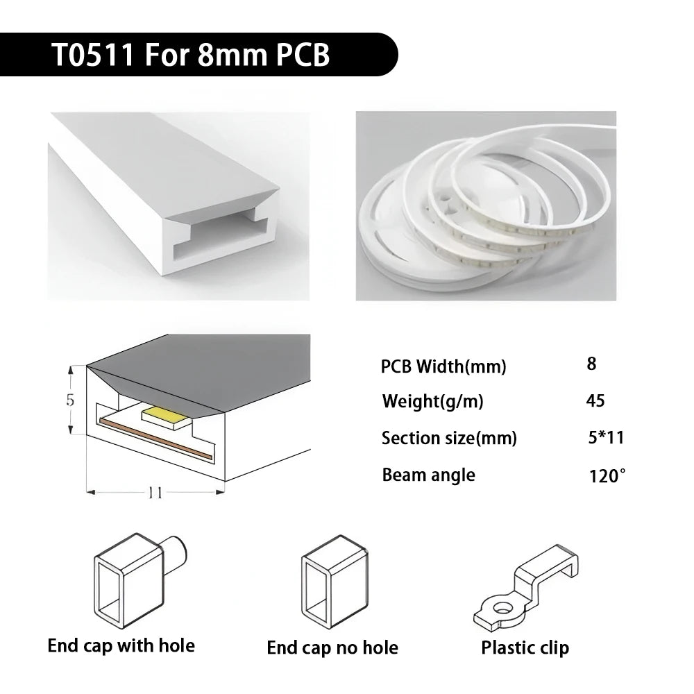 IP67 Waterproof Led Neon Silicone Flexible Light Tube Suitable for 5mm 8mm 10mm 12mm PCB WS2812B WS2811 5050 RGB Light Strip