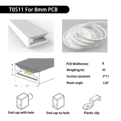 IP67 Waterproof Led Neon Silicone Flexible Light Tube Suitable for 5mm 8mm 10mm 12mm PCB WS2812B WS2811 5050 RGB Light Strip