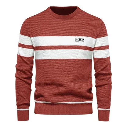 New Autumn Pullover Men's Sweater O-neck Patchwork Long Sleeve Warm Slim Sweaters Men Casual Fashion Sweater Men Clothing