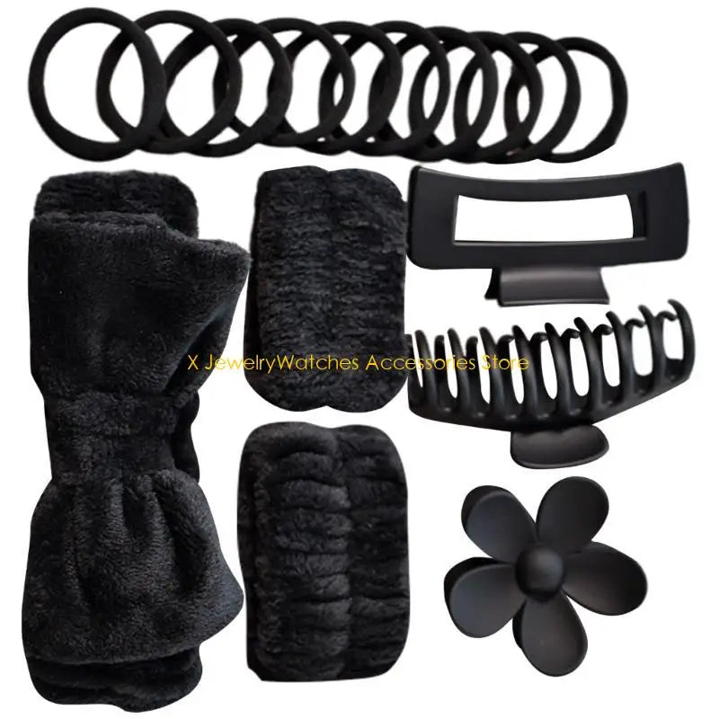 31KD Bowknot Dye Headband Set with Wristbands Hair Clip and Hair Rings Accessory.