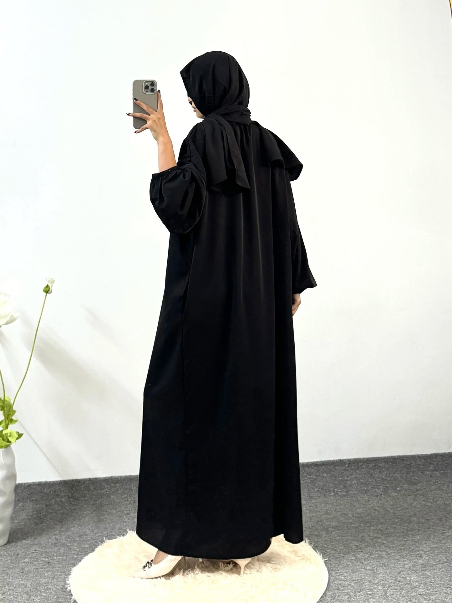 Ramadan Modesty Prayer Dress Women Jilbabs Kaftan Muslim Abayas Dubai Robe Hijab Smocking Sleeve Dresses Islamic Clothing.