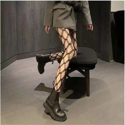 Gothic Women Lolita Leggings Hollowed Out Mesh retro Girls Stockings Japanese Bottomed Lace Pantyhose Floral Rattan Black Tights