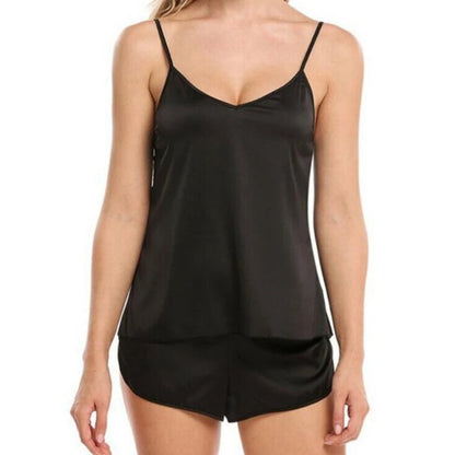 Sexy Damen-Pyjama-Sets, 2025, rosa Pyjamas für Damen, Spaghetti, ärmellose Tops + Shorts, Heimanzug, Sommer-Cami-Nachtwäsche mit V-Ausschnitt