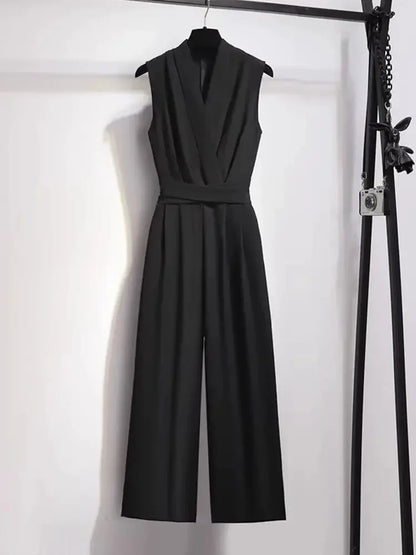 Women's New Summer High Waist Slimming One-Piece Pants Suits Drapey Sleeveless Long Gowns Fashionable Chinese Brand.