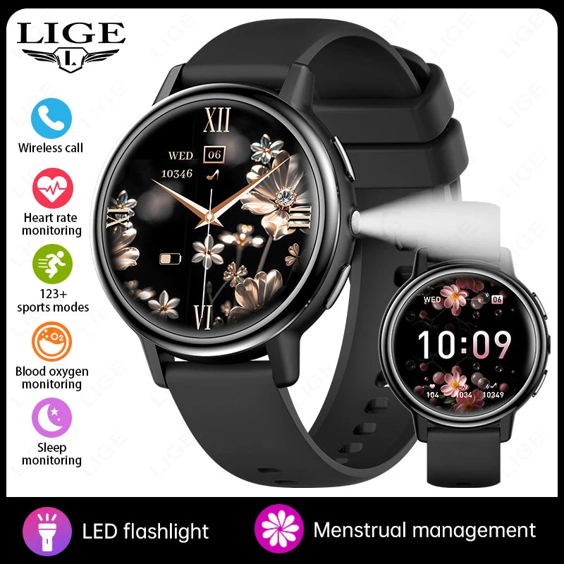 LIGE 2025 New 1.26 inch Screen Smart Watch Women IP68 Waterproof Sports Women’s Health Monitor Watches Bluetooth Call Smartwatch