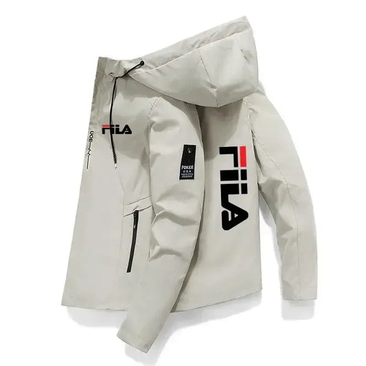 Men's 2025 printed high-quality zipper hooded baseball jacket, four-autumn jacket, trendy men's windproof zipper jacket, casual.