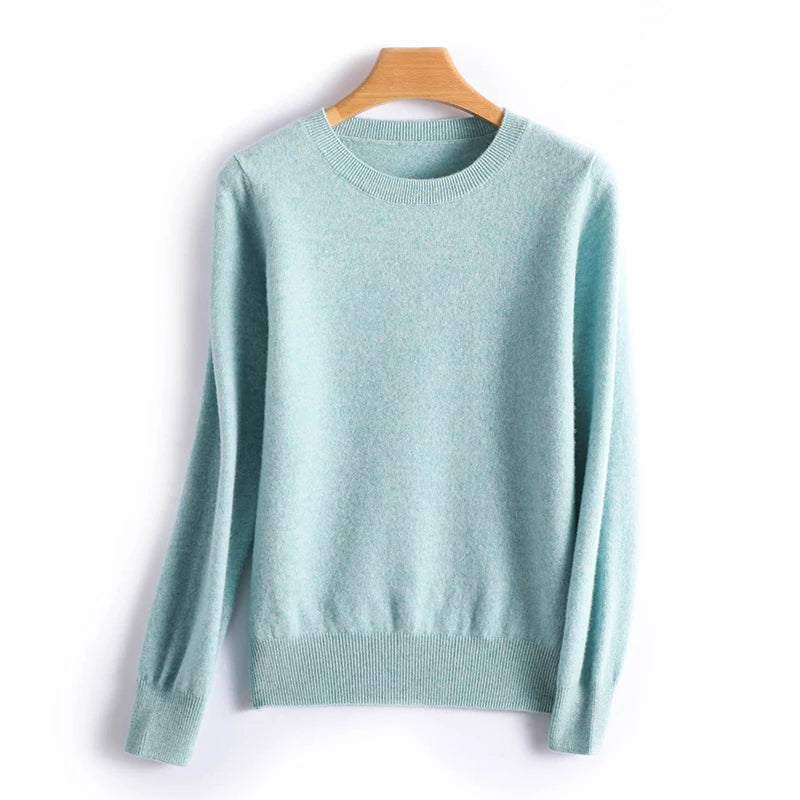 Herbst und Winter Kaschmirpullover Damen Rundhalspullover lässig gestrickt Top Damen kurze Unterwolle Mode 18 Farben