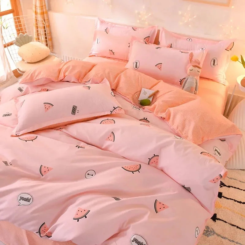 Lattice Bedding Sets Children Bed Linens Sheet Printed Duvet Cover Single Double Queen Size Quilt Covers Sets Bedclothes.