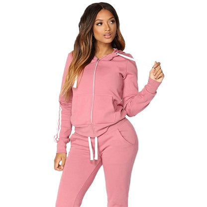 Fashion Women Track Suits Sports Wear Jogging Suits Ladies Hooded Tracksuit Set Clothes Hoodies+Sweatpants Sweat Suits.
