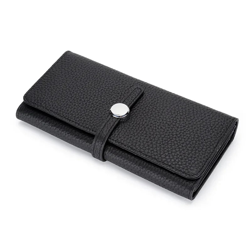 Genuine Leather Wallet Women Long Clutch Fashion Luxury Brand Ladies Purses Card Holder Zipper Coin Pocket High Quality Billfold