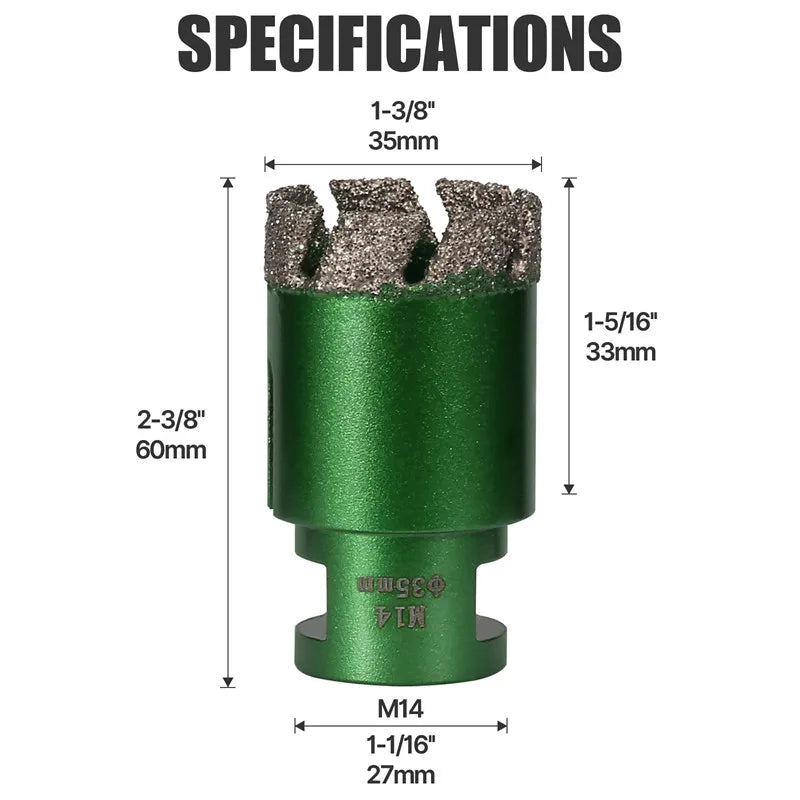 6–130 mm M14-Gewinde, trocken, vakuumgelöteter Marmor, Mauerwerk, Lochsäge, Öffner, Diamantbohrkrone für Keramikfliesen, Granit, Marmor