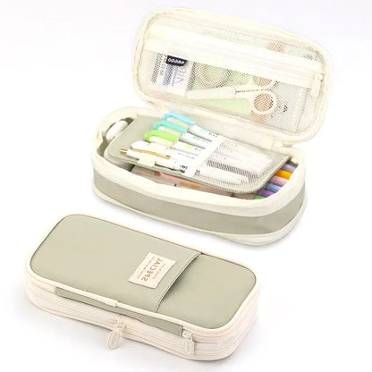 Lila Federmäppchen, großes Fassungsvermögen, Stifttasche, doppellagig, für Studenten, Beutelhalter, Box, Büro, Schreibwaren, Schulanfang.