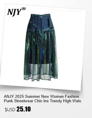 ANJY Autumn Winter Women Fashion Casual Versatile Washed Tide Diamonds Straight Jeans Trend Design Sense High Waist Pants A10636.