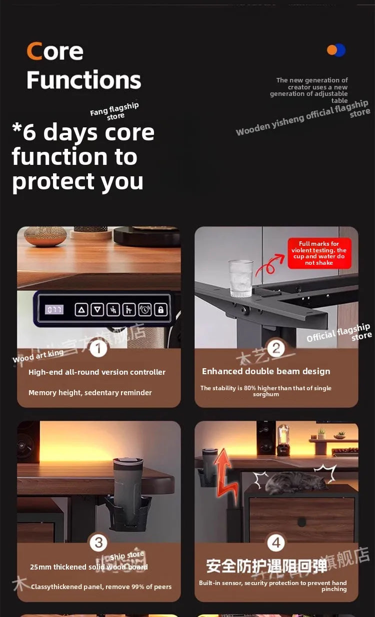 Elektrischer höhenverstellbarer intelligenter Stehschreibtisch, Computer-Workstation, Heimbüro, Gaming-Tisch, Arbeitszimmer, Schreibtisch, Desktop-Computer