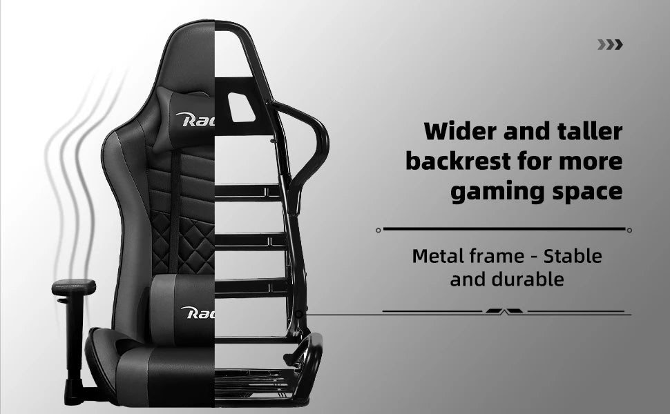 AUTHMIC Ergonomischer Gaming-Stuhl, Büro-Liegestuhl mit Lordosenstütze, verstellbare Armlehne, 150 kg Belastung für Heimarbeit, Gamer-Setup