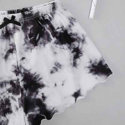 Sommer pyjamas setzt Frauen Nachtwäsche sexy Dessous niedlichen krawatten gefärbten Druck ärmellose O-Ausschnitt dünne Tops mit Shorts Set Unterwäsche.