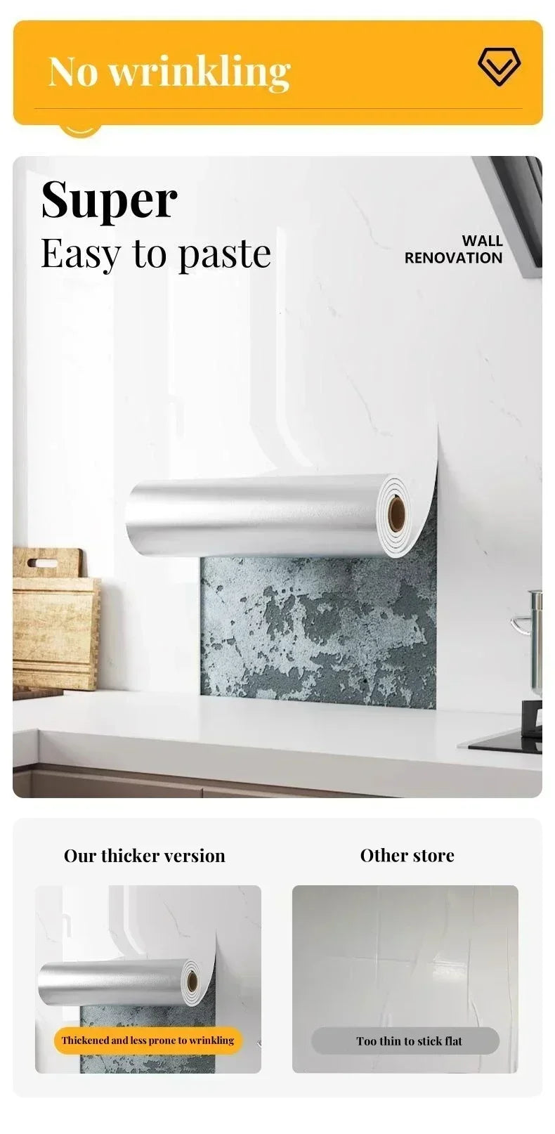 Marble Peel and Stick Wall Panels Removable Self-Adhesive Wallpaper for Kitchen Bathrooms Showers and Flooring Living Room Decor