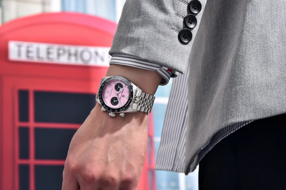 PAGANI DESIGN Men Watches New Pink BB Panda Dial Chronograph Fashion Luxury Quartz Watch For Men VK64 Movt Waterproof Watch 2025.