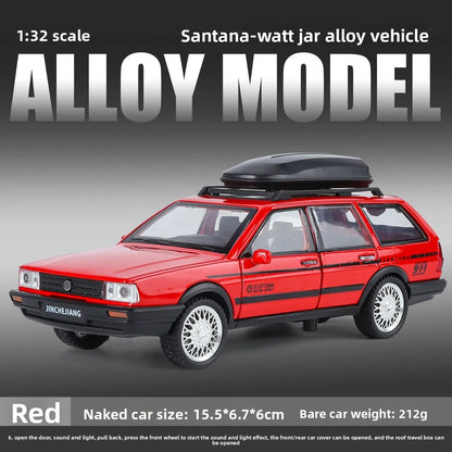 Diecast 1:32 VW SANTANA Wagon Alloy Car Model with Sound Light Children Boy Birthday Gift Toy Vehicles Miniature Voiture