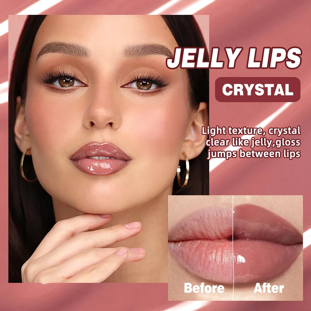 QIBEST Crystal Lip Balm Moisturizing Lip Gloss Oil Jelly Lipgloss Long Lasting Liquid Lipstick Hydrating Tinted Lip Serum Makeup.