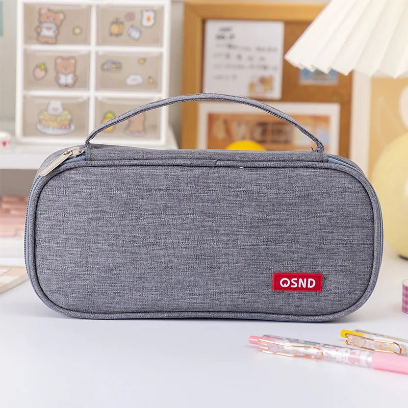 Stift-Aufbewahrungstasche, Federmäppchen, 2-lagig, große Kapazität, Kosmetik, hochwertiges Lernzubehör, einfache Schreibwarenboxen für Studenten