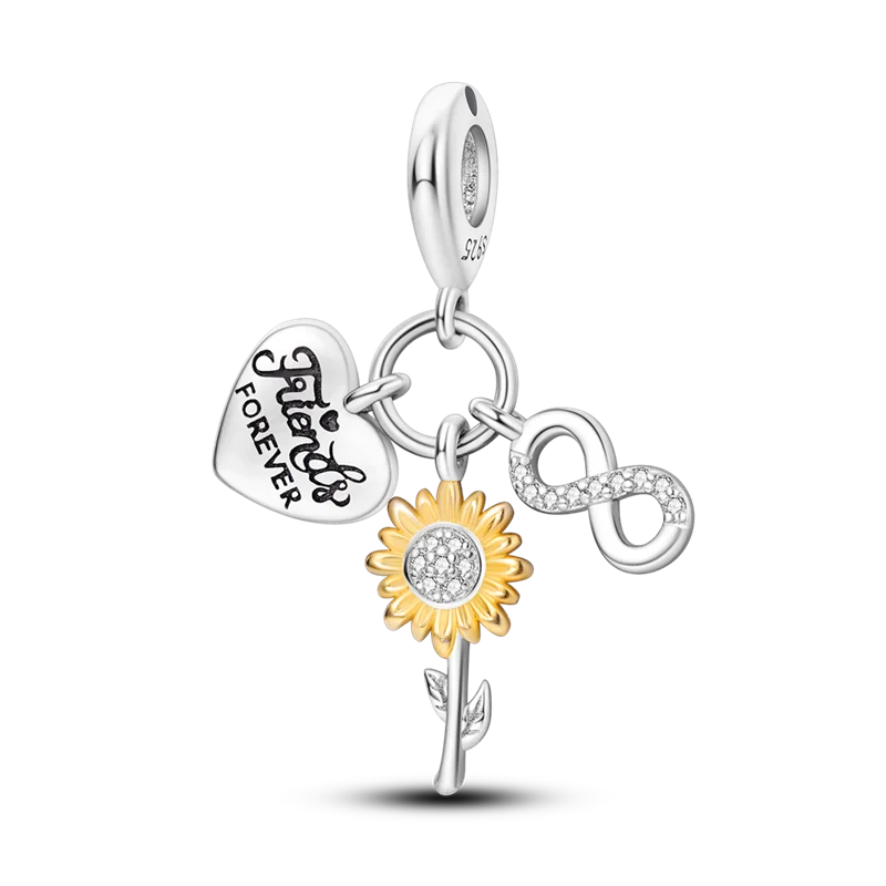 Flowers Series 925 Sterling Silver Sunflowers Tulip Carnation Charms Fit Original Bracelet  For Women Jewelry Making