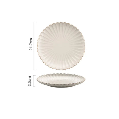 1pcs Retro Ceramic Dishes Plates Fish Dish Plates Manual Flower Relief Living Room Dinner Plate Kitchen Fruit Salad Dish Bowl.