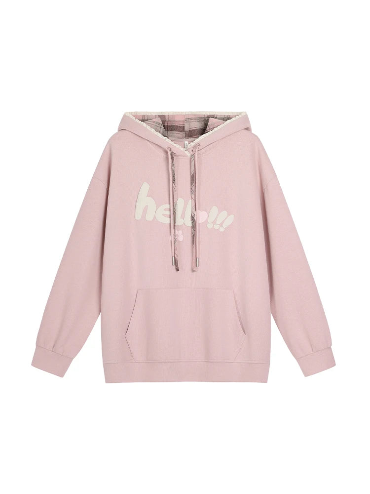 GIBSIE Plus Size Kängurutasche Kordelzug Hoodies Damen Herbst und Winter Kapuze Langarm bedruckt lose Sweatshirt Tops.