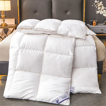 Winter Imitation Goose Down Quilt Five-Star Hotel Duvet Super Soft Fluffy Full Single Autumn Spring Comforter Quilted Blanket.