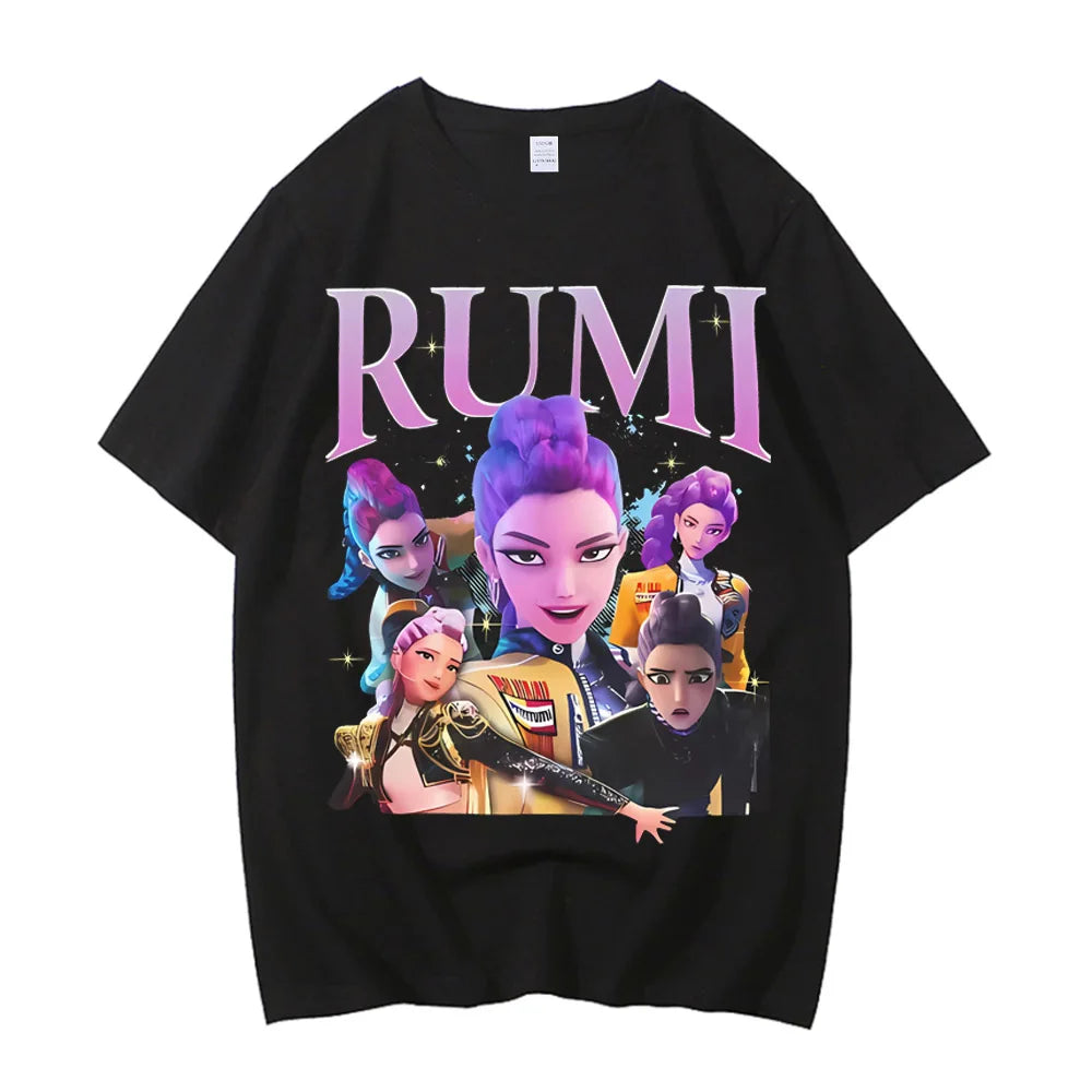 2025 Hot Cartoon KPop Demon Hunters Tiger T-shirt Harajuku O-neck Casual Shirt High Quality Cotton T Shirt Y2k Streetwear.