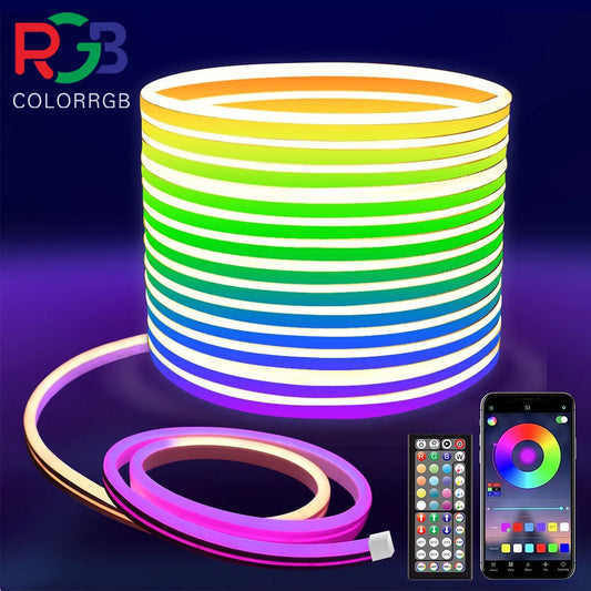 Neon Rope Lights,Flexible Led Rope Lights Control with App/Remote,Multiple Modes Rope Lights,IP65 Outdoor RGB Led Neon Lights Wa.
