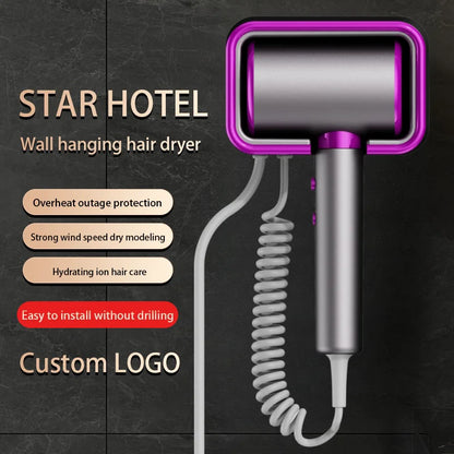 220V Hotel Wall Mounted Hair Dryer Hotel Non punching Negative Ion Hair Protection Cold and Hot Air High Power Hair Dryer