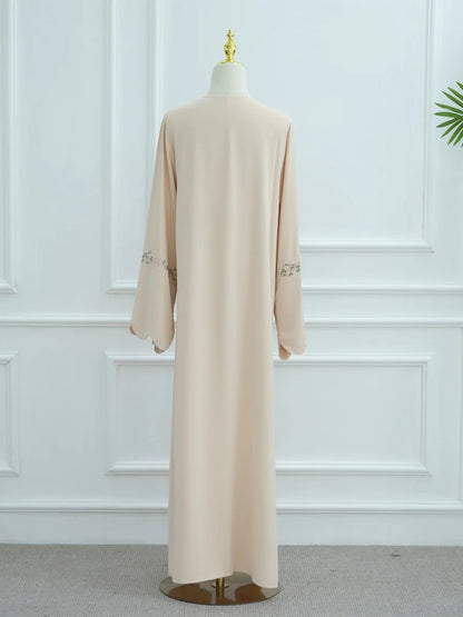 Middle East Women Arabic Dubai Abaya Luxury Kimono Cardigan Floral embroidery Long Dress Modest Robe Femme Islam Clothing Kebaya.