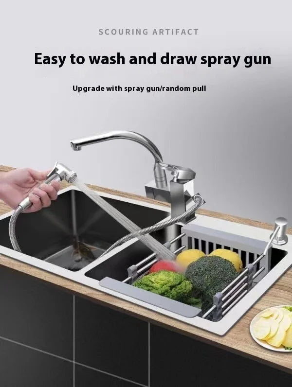 304 Stainless Steel Large Double Sink Kitchen Silver Multifunctional Sinks Household Washbasin Undermount Basin