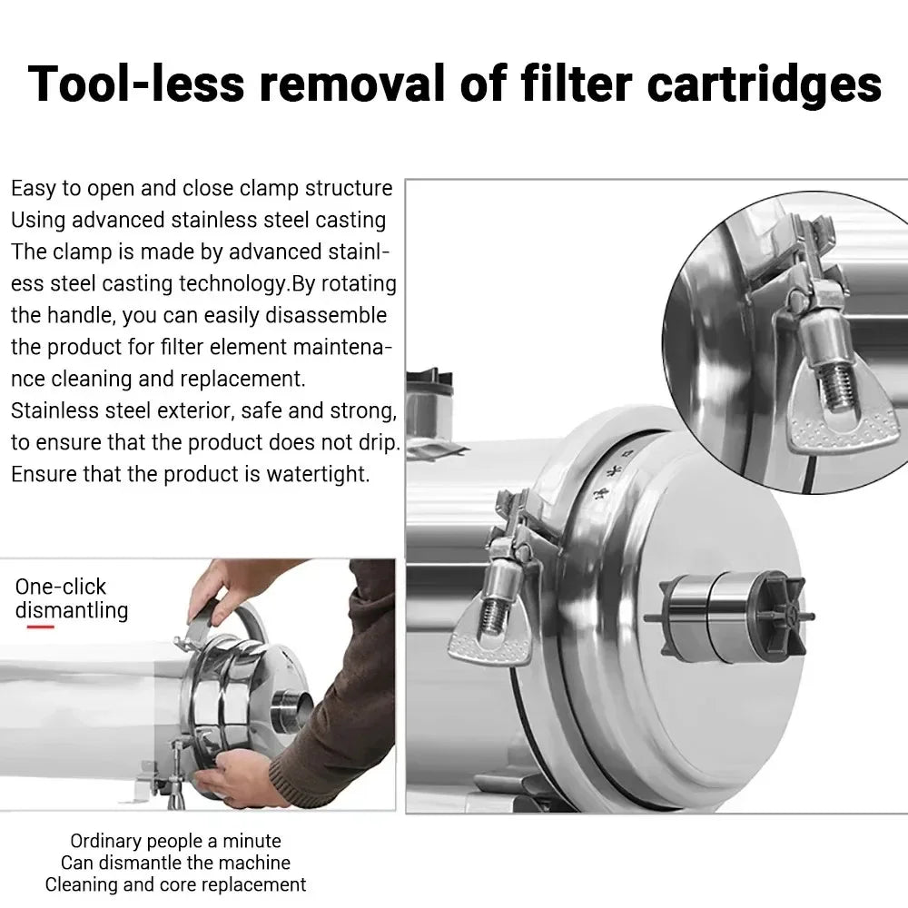 DIVEDEER Water Purifier Filtration Purification Soften Ultration Water Filter 0.01um SUS304 Whole House Water Purifier PVDF.