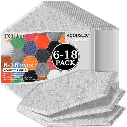 TOUO Acoustic Panels 6-18pc Noise Treatment Insulation Soundproofing Home Studio High Density Soundproof Wall Decor Bedroom