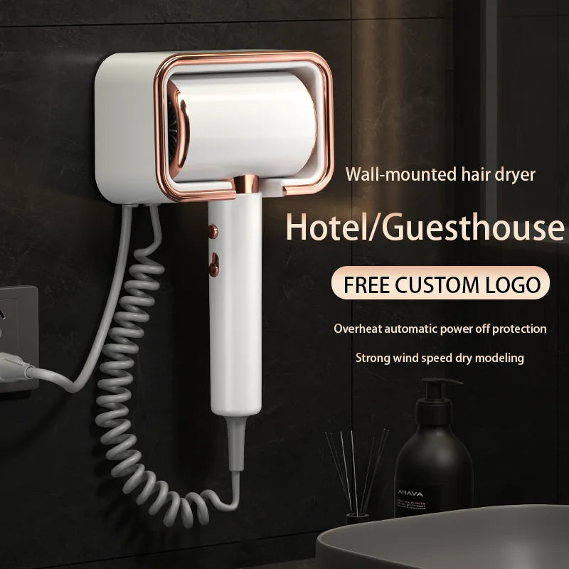 220V Hotel Wall Mounted Hair Dryer Hotel Non punching Negative Ion Hair Protection Cold and Hot Air High Power Hair Dryer