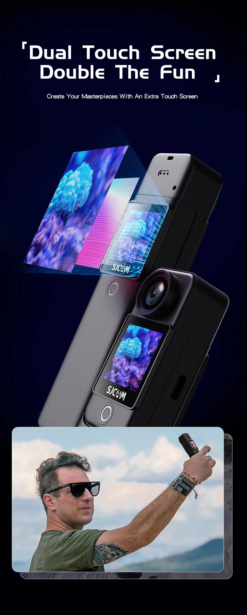 SJCAM C300 4K Action Camera Touch Screen 6-Axis Gyro Stabilization 30m Waterproof 1000+2800mAh Battery 460Min Recording.